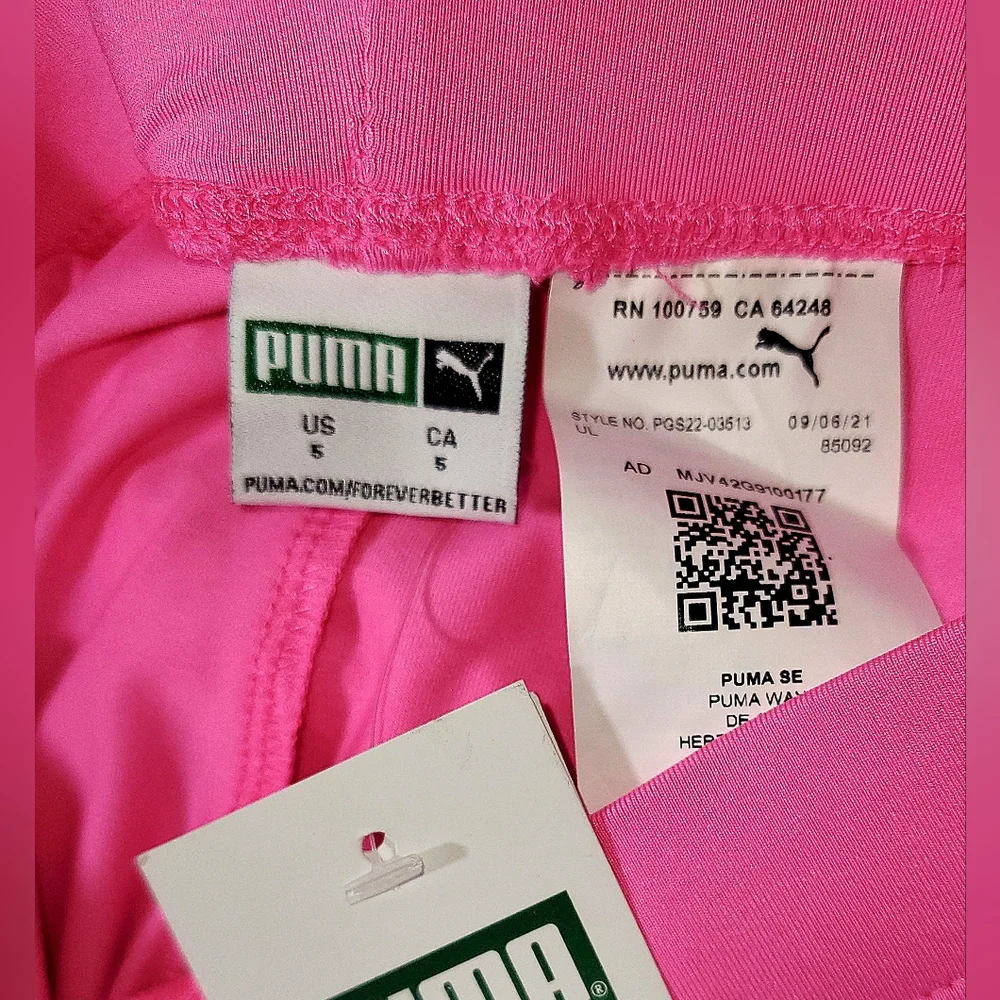 Little girl's Puma dark pink capri leggings and light pink tie-front tee Size 5
